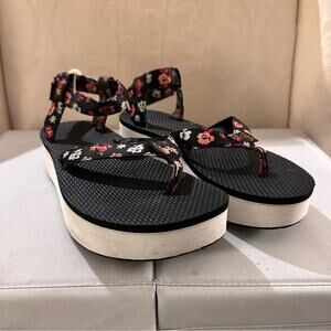 Teva Floral Platform Thong Chunky Casual Sandals Black Pink Red White Womens 10